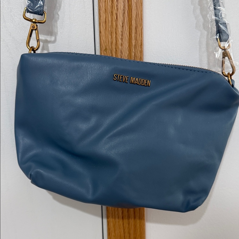 Steve Madden Faux-Leather Crossbody with Gold Hardware